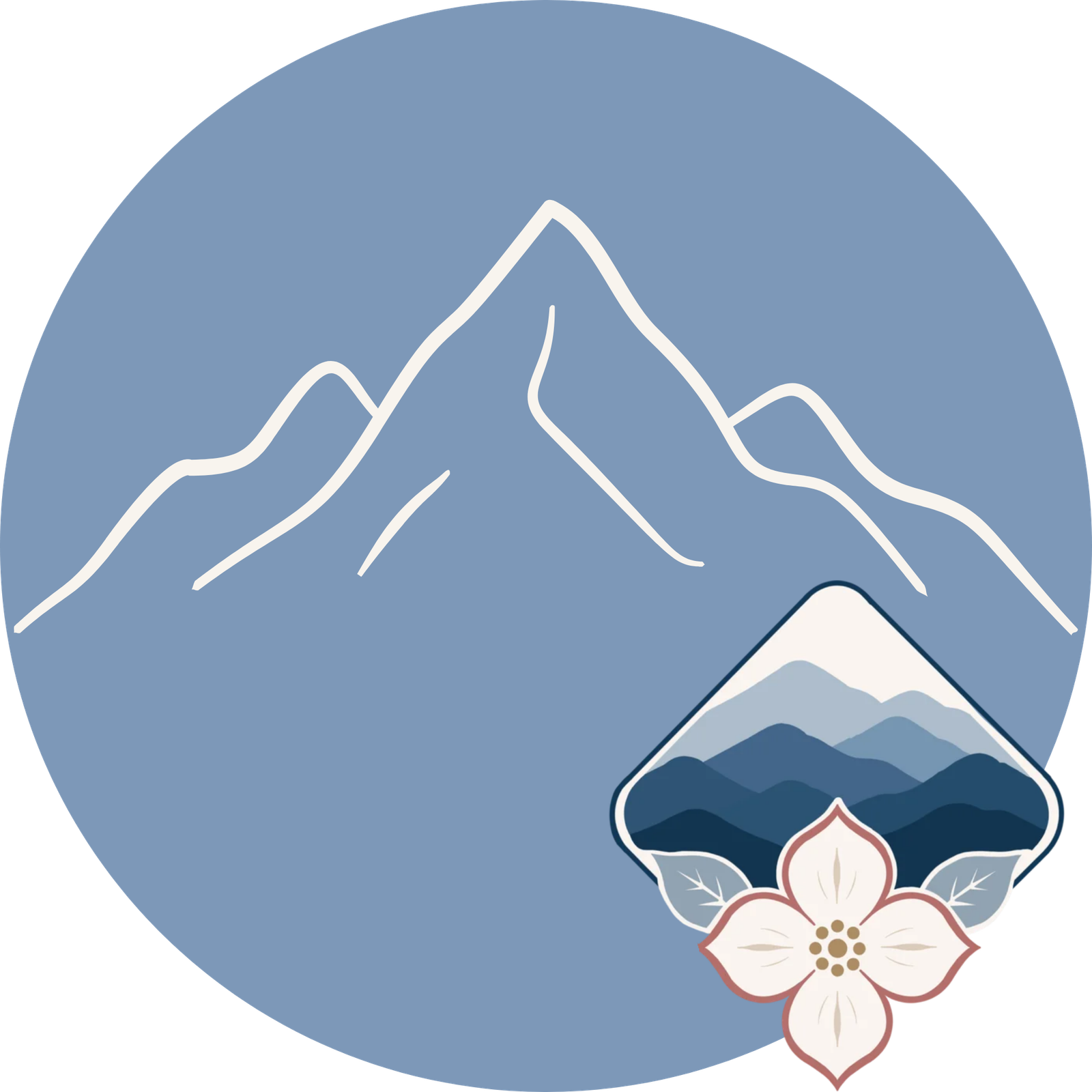 Illustrated Blue Ridge Mountains icon representing community and the Central Virginia region.